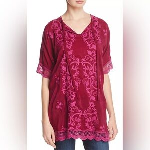 Johnny Was Montak Embroidered Tunic in Rose Wine